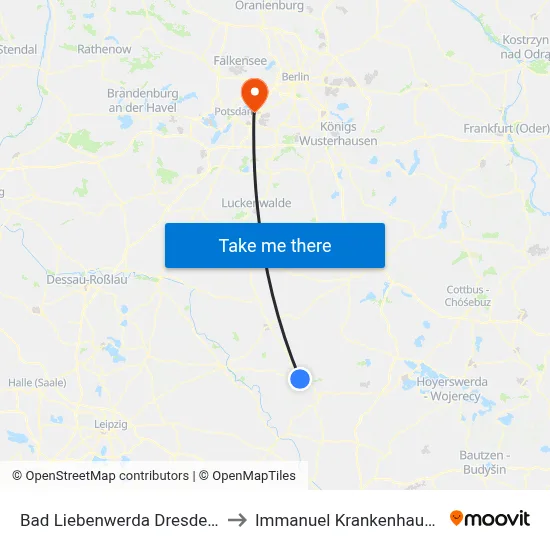 Bad Liebenwerda Dresdener Str. to Immanuel Krankenhaus Berlin map