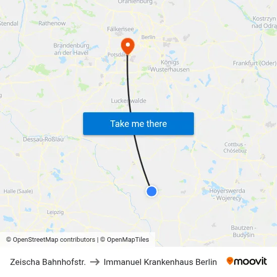 Zeischa Bahnhofstr. to Immanuel Krankenhaus Berlin map