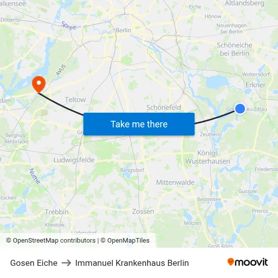 Gosen Eiche to Immanuel Krankenhaus Berlin map
