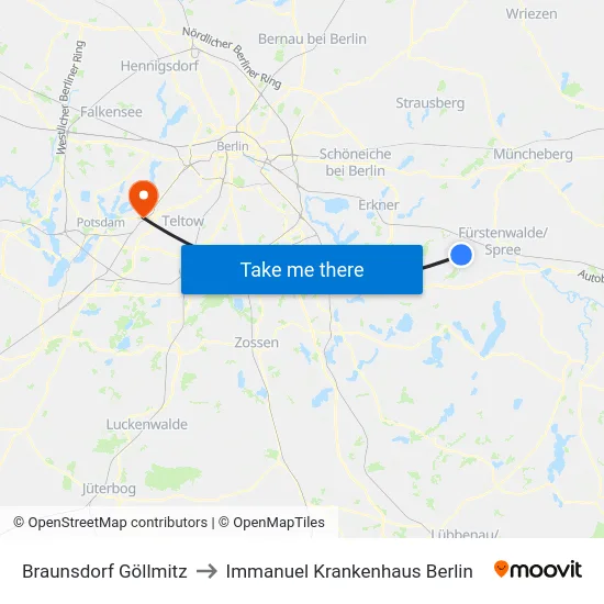 Braunsdorf Göllmitz to Immanuel Krankenhaus Berlin map