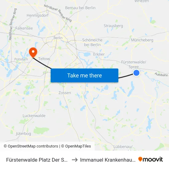 Fürstenwalde Platz Der Solidarität to Immanuel Krankenhaus Berlin map