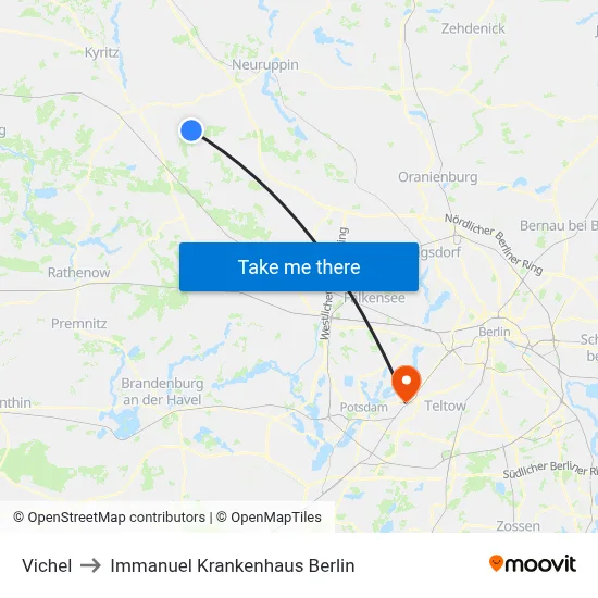 Vichel to Immanuel Krankenhaus Berlin map