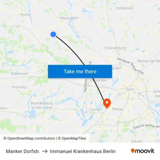 Manker Dorfstr. to Immanuel Krankenhaus Berlin map