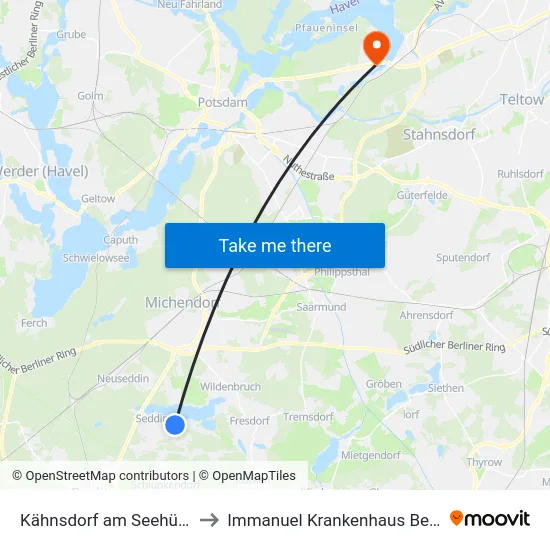 Kähnsdorf am Seehügel to Immanuel Krankenhaus Berlin map