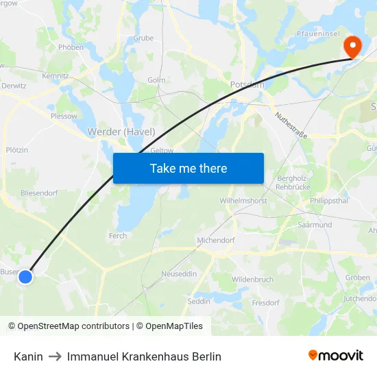Kanin to Immanuel Krankenhaus Berlin map