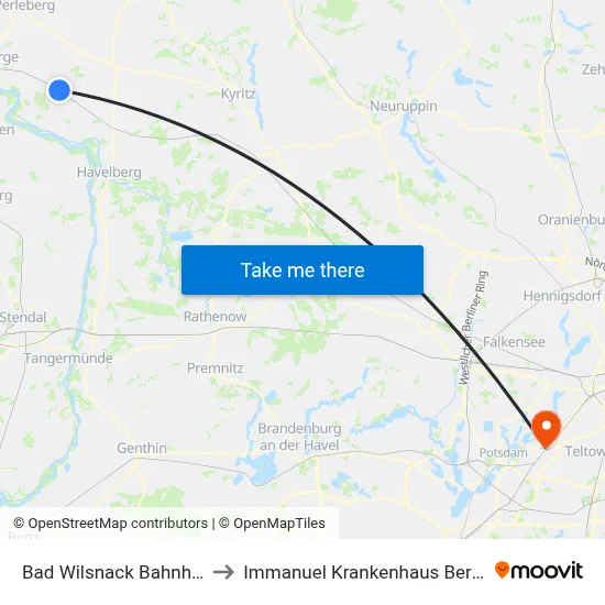 Bad Wilsnack Bahnhof to Immanuel Krankenhaus Berlin map