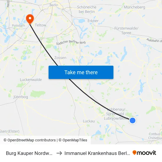Burg Kauper Nordweg to Immanuel Krankenhaus Berlin map