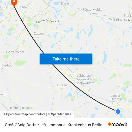 Groß Oßnig Dorfstr. to Immanuel Krankenhaus Berlin map