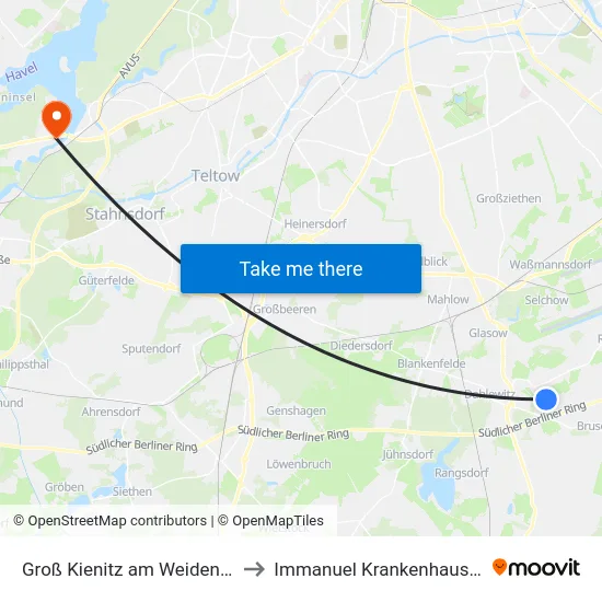 Groß Kienitz am Weidendamm to Immanuel Krankenhaus Berlin map