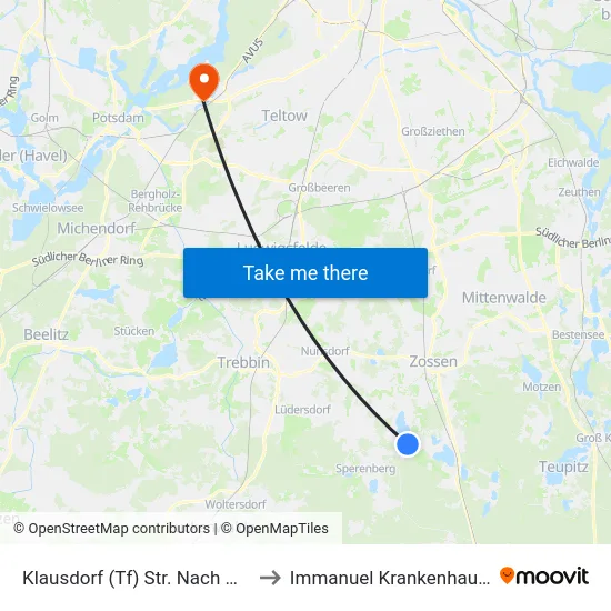 Klausdorf (Tf) Str. Nach Wünsdorf to Immanuel Krankenhaus Berlin map