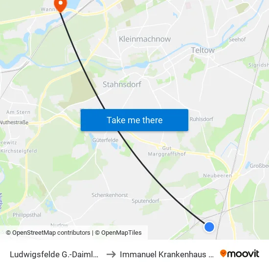 Ludwigsfelde G.-Daimler-Str. to Immanuel Krankenhaus Berlin map
