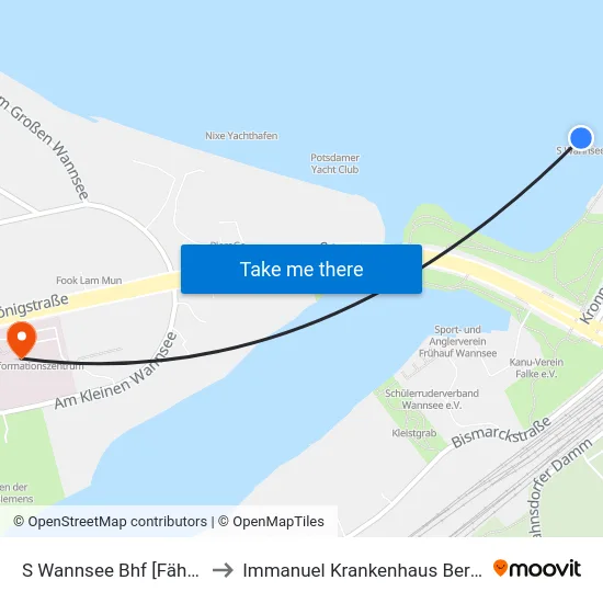 S Wannsee Bhf [Fähre] to Immanuel Krankenhaus Berlin map