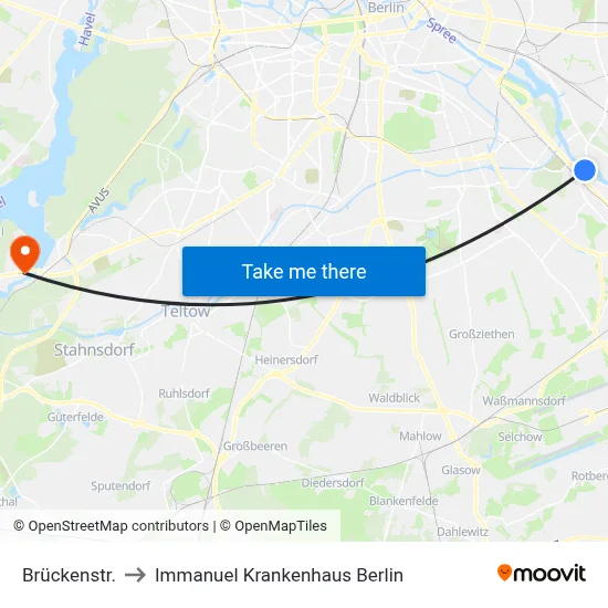 Brückenstr. to Immanuel Krankenhaus Berlin map