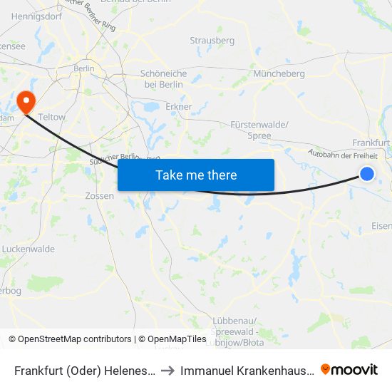 Frankfurt (Oder) Helenesee Bhf to Immanuel Krankenhaus Berlin map