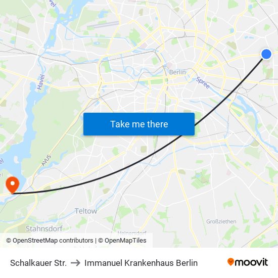 Schalkauer Str. to Immanuel Krankenhaus Berlin map