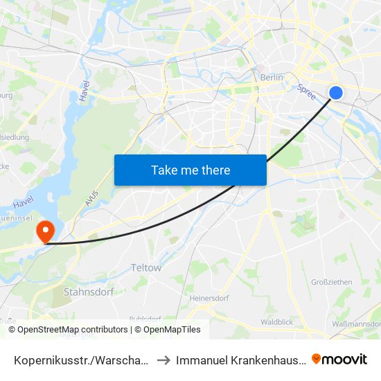 Kopernikusstr./Warschauer Str. to Immanuel Krankenhaus Berlin map