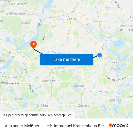 Alexander-Meißner-Str. to Immanuel Krankenhaus Berlin map