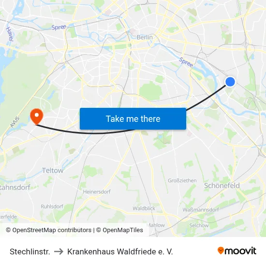 Stechlinstr. to Krankenhaus Waldfriede e. V. map