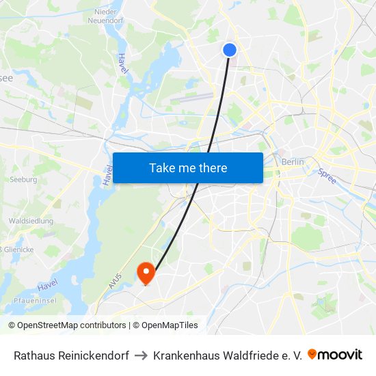 Rathaus Reinickendorf to Krankenhaus Waldfriede e. V. map