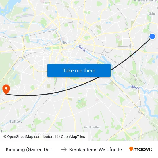 Kienberg (Gärten Der Welt) to Krankenhaus Waldfriede e. V. map