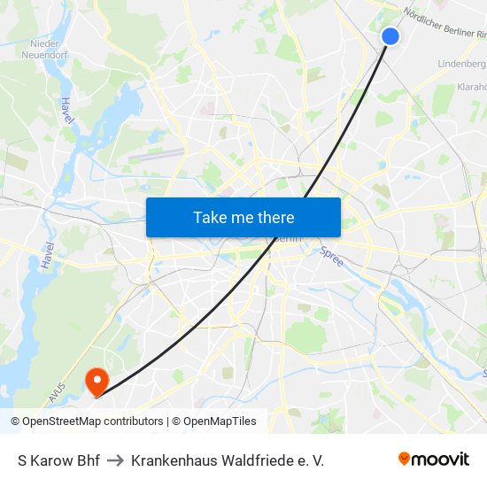 S Karow Bhf to Krankenhaus Waldfriede e. V. map