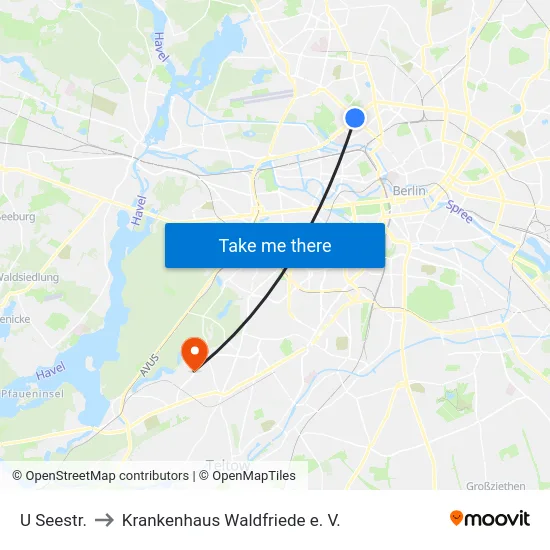 U Seestr. to Krankenhaus Waldfriede e. V. map