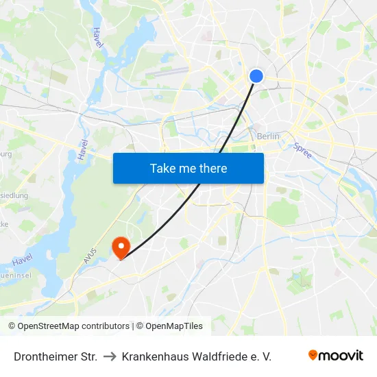 Drontheimer Str. to Krankenhaus Waldfriede e. V. map