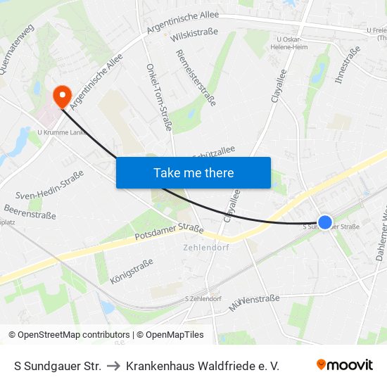 S Sundgauer Str. to Krankenhaus Waldfriede e. V. map