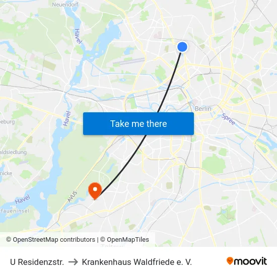 U Residenzstr. to Krankenhaus Waldfriede e. V. map