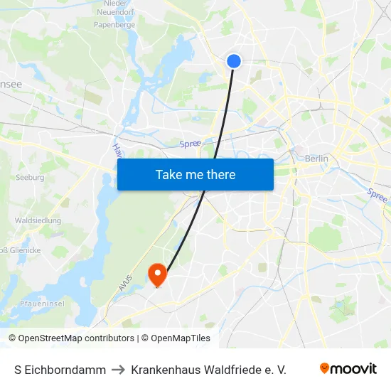 S Eichborndamm to Krankenhaus Waldfriede e. V. map
