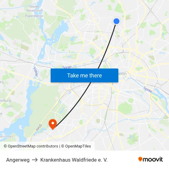 Angerweg to Krankenhaus Waldfriede e. V. map