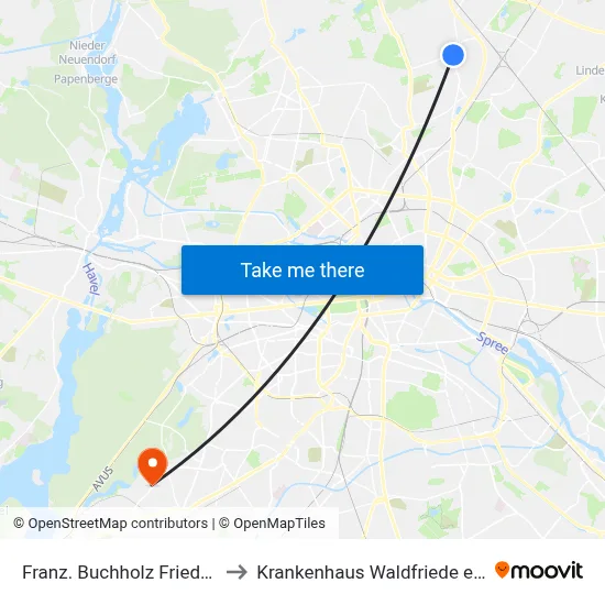 Franz. Buchholz Friedhof to Krankenhaus Waldfriede e. V. map