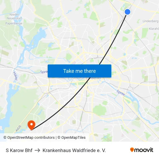 S Karow Bhf to Krankenhaus Waldfriede e. V. map