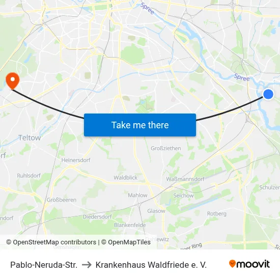 Pablo-Neruda-Str. to Krankenhaus Waldfriede e. V. map