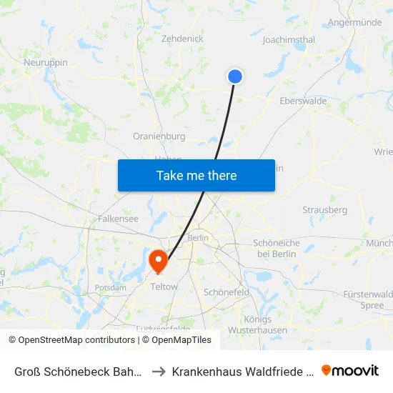 Groß Schönebeck Bahnhof to Krankenhaus Waldfriede e. V. map