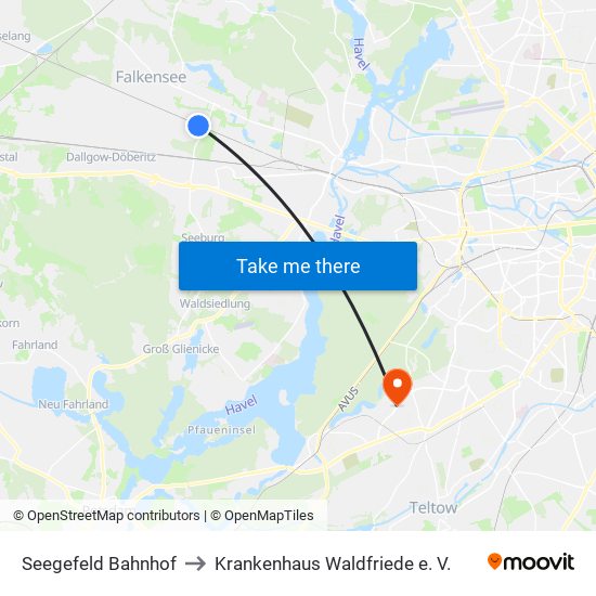 Seegefeld Bahnhof to Krankenhaus Waldfriede e. V. map