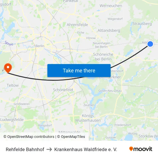 Rehfelde Bahnhof to Krankenhaus Waldfriede e. V. map