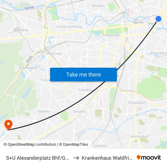 S+U Alexanderplatz Bhf/Gontardstr. to Krankenhaus Waldfriede e. V. map