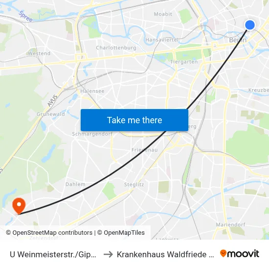 U Weinmeisterstr./Gipsstr. to Krankenhaus Waldfriede e. V. map