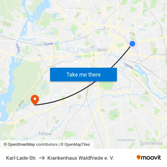 Karl-Lade-Str. to Krankenhaus Waldfriede e. V. map
