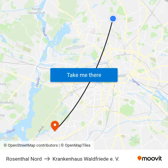 Rosenthal Nord to Krankenhaus Waldfriede e. V. map