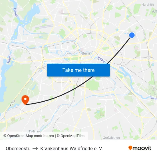 Oberseestr. to Krankenhaus Waldfriede e. V. map