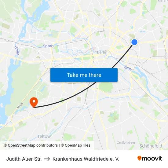 Judith-Auer-Str. to Krankenhaus Waldfriede e. V. map