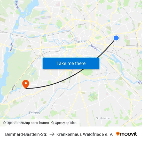 Bernhard-Bästlein-Str. to Krankenhaus Waldfriede e. V. map