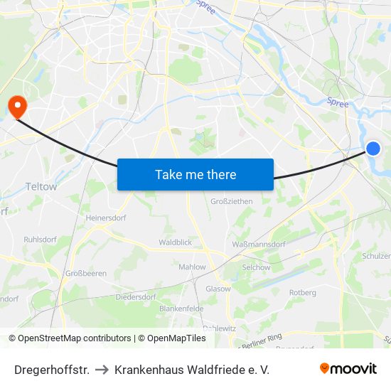 Dregerhoffstr. to Krankenhaus Waldfriede e. V. map