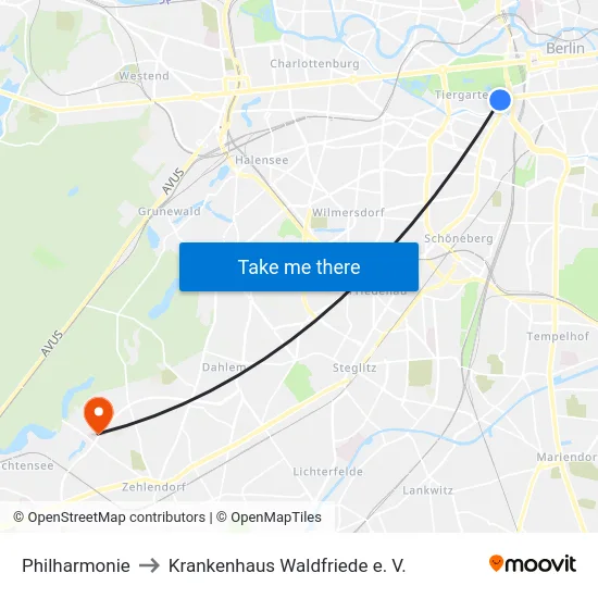 Philharmonie to Krankenhaus Waldfriede e. V. map