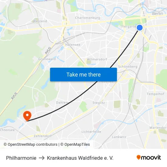 Philharmonie to Krankenhaus Waldfriede e. V. map