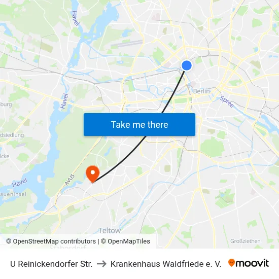 U Reinickendorfer Str. to Krankenhaus Waldfriede e. V. map