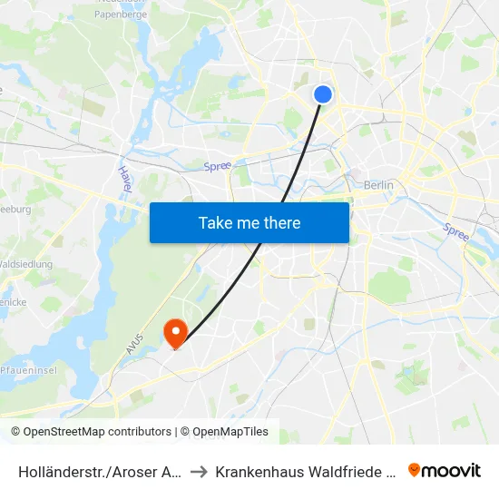 Holländerstr./Aroser Allee to Krankenhaus Waldfriede e. V. map