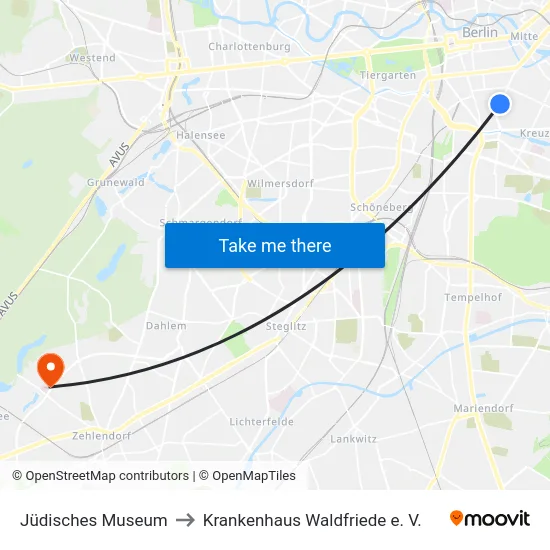 Jüdisches Museum to Krankenhaus Waldfriede e. V. map